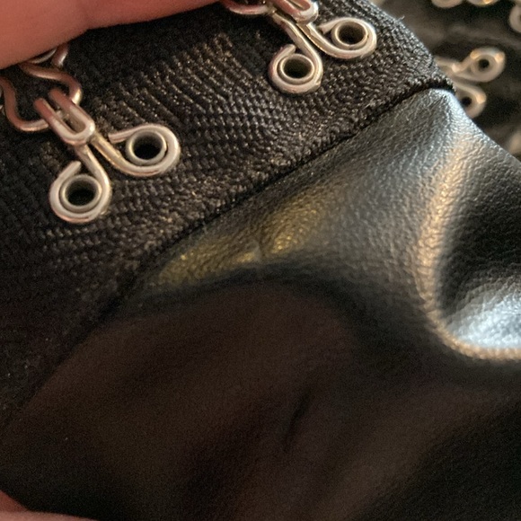 Daang Goodman Tripp NYC faux leather and cloth 18 hook and eye detail top 3X - Picture 9 of 9